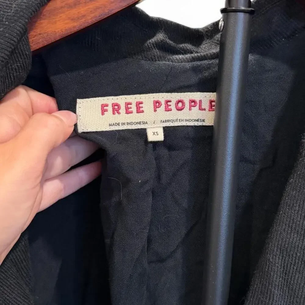 FREE PEOPLE Black Linen Oversized Luxury Boyfriend Tailored Blazer Jacket XS/S/M